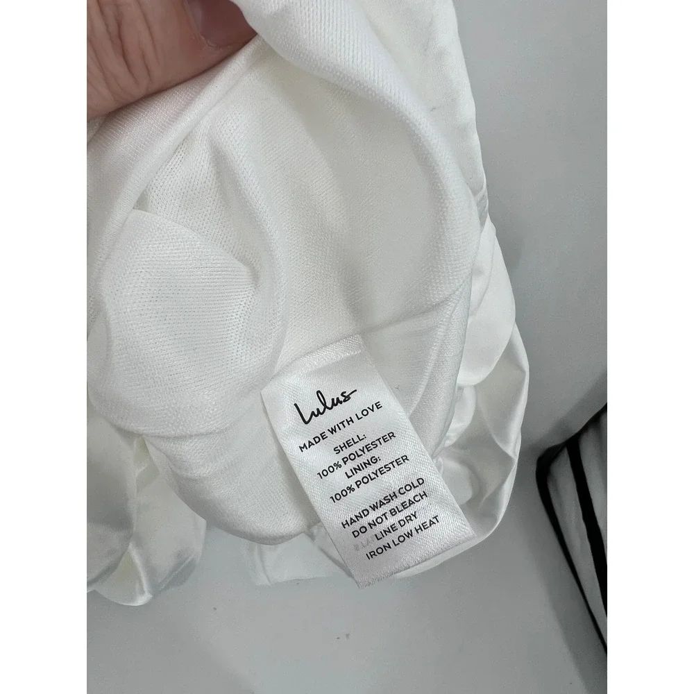 Lulus White Satin Bubble Hem Mini Dress Sleeveless Scoop Neck XL New - Picture 7 of 9